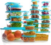 Freshly Contained 38 Stuks Plastic Voedsel Containers - BPA-vrije Herbruikbare Opslag Dozen Set met Deksels - Luchtdichte Containers voor Keuken, Kelder, Mealprep en Lunches - Magnetron/Diepvries