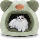Kattenmand, kattenbed, wasbaar kattenhuis, huisdierbed, zacht comfort, tent, kattenbakvulling, warm kattenmand, rustgevend bed voor katten en kleine honden, slapen, groen