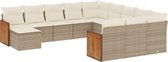 vidaXL - 12-delige - Loungeset - met - kussens - poly - rattan - beige