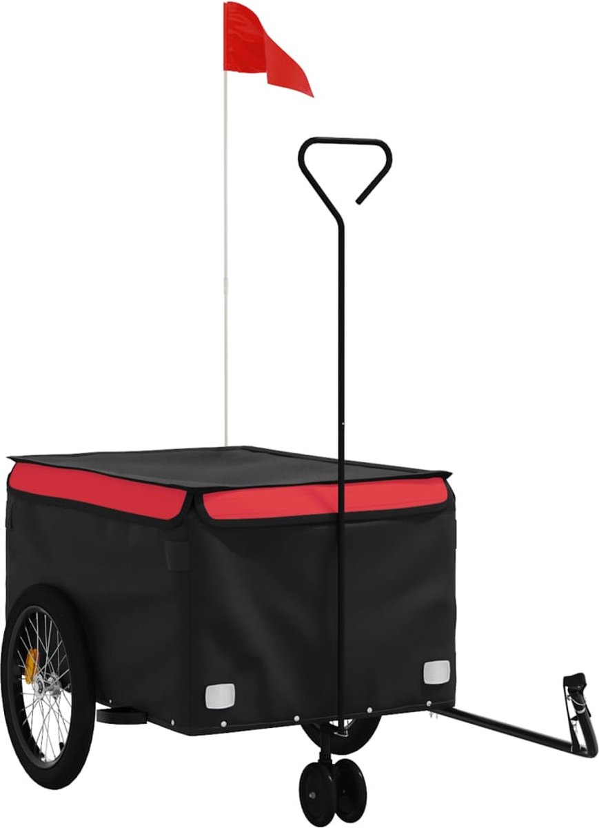 vidaXL - Fietstrailer - 45 - kg - ijzer - zwart - en - rood