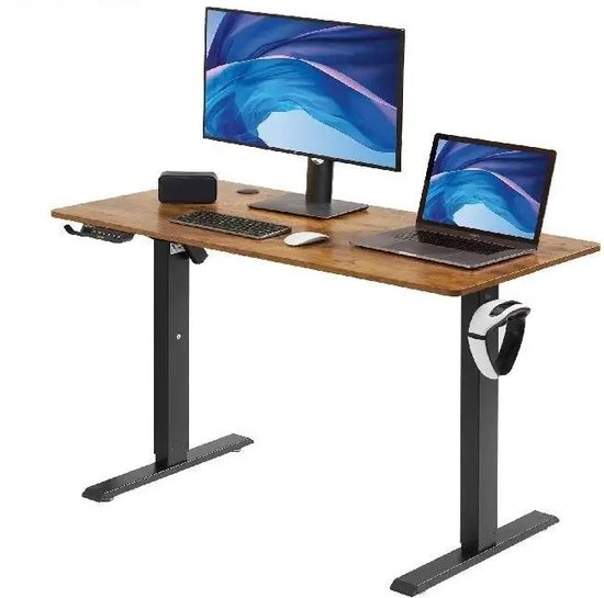 Zit sta bureau elektrisch - bureau elektrisch hoogte verstelbaar - 140 x 70 cm werkblad - stevig en met handige geheugen knoppen