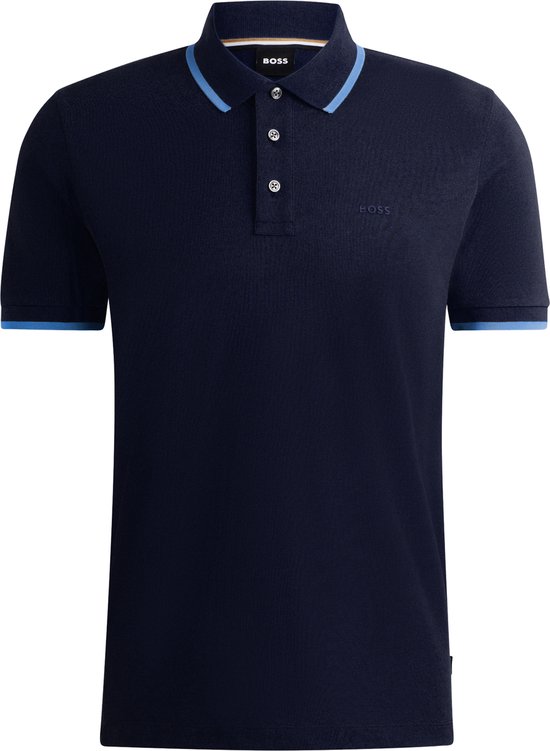 BOSS Parlay regular fit polo - pique - donkerblauw - Maat: