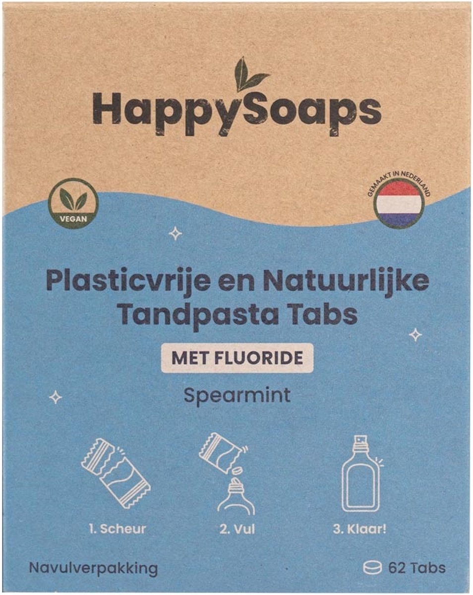 Happysoaps Fluoride Tandpasta Navulling Tabs 62ST