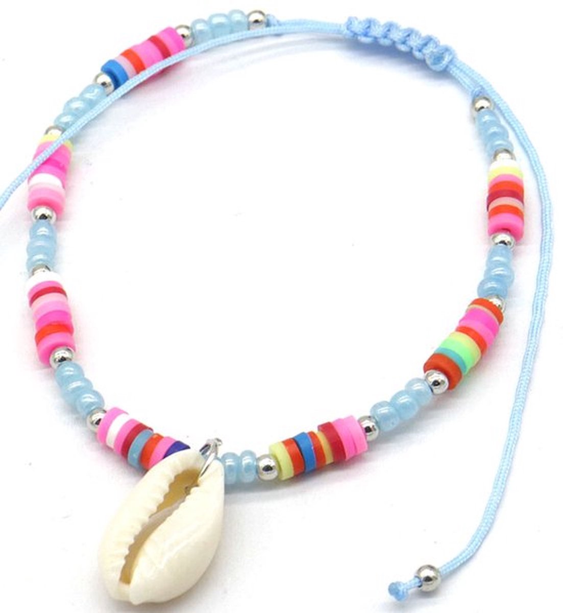 Enkelbandje Kralen en Schelp - Anklet - Lengte Verstelbaar - Blauw