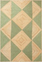 CALIS - Laagpolig vloerkleed - Beige/Groen - 200 x 300 cm - Jute