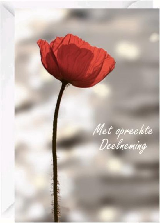Met oprechte Deelneming, met een rode klaproos.