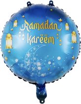 Ramadan Kareem Ballon | Latex Ballonnen Goud Wit | Eid Mubarak Decoratie Folie Ballonnenset | Suikerfeest Helium Party Feest Versiering - Blauw / Goud