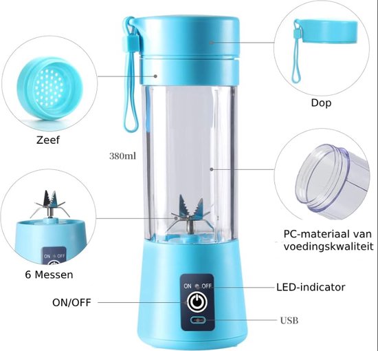 CREATE Moi Blender, kobaltblauw, smoothies en smoothies, 400 ml, BPA