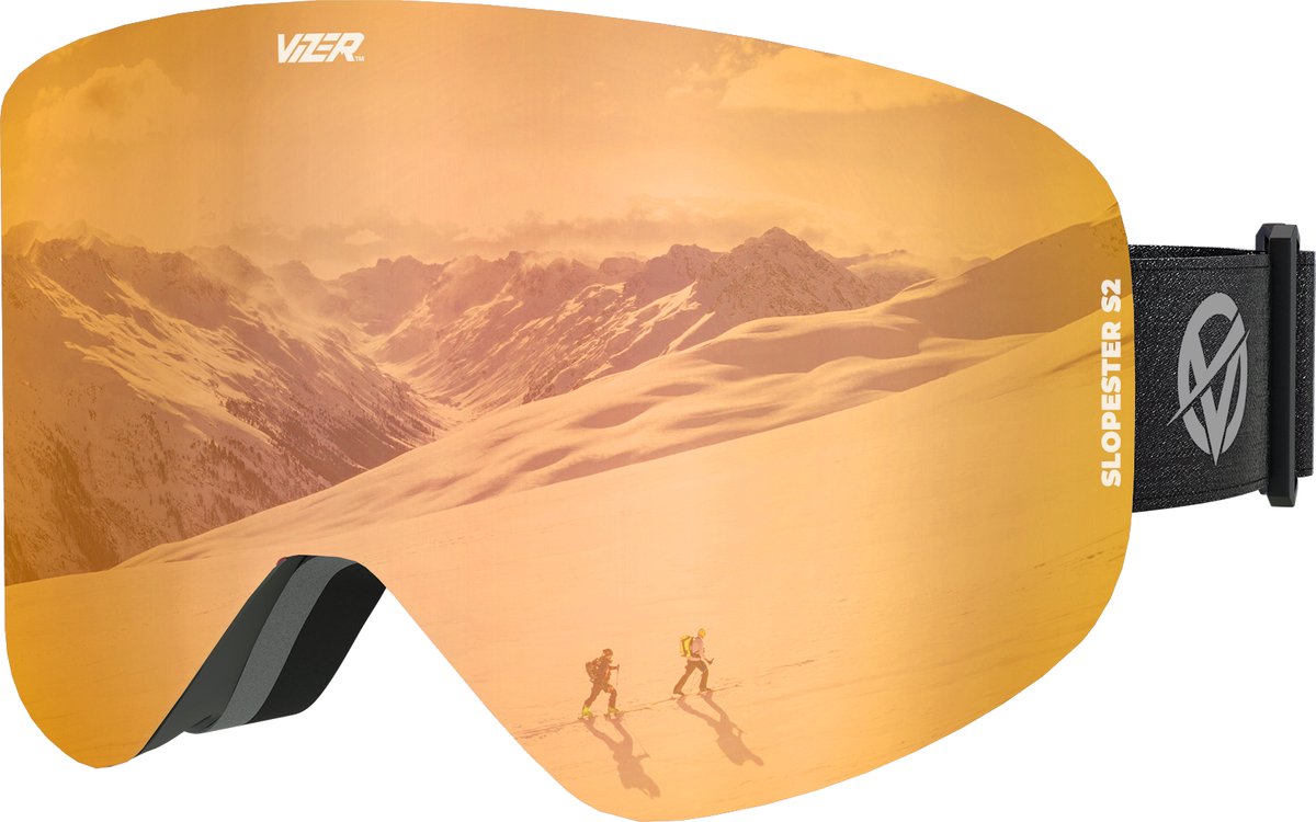 Vizer Gouden Slopester Skibril - Anti-fog - Magnetische lens