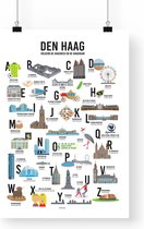 Poster den Haag volgens de Hagenees en de Hagenaar - A3 formaat - Haagse gebouwen en begrippen - den Haag ABC poster - den Haag illustraties