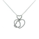 Juwelier Zwartevalk - Zilveren (gerhodineerd) ketting met hartjes hanger 25.225/42+3 cm--