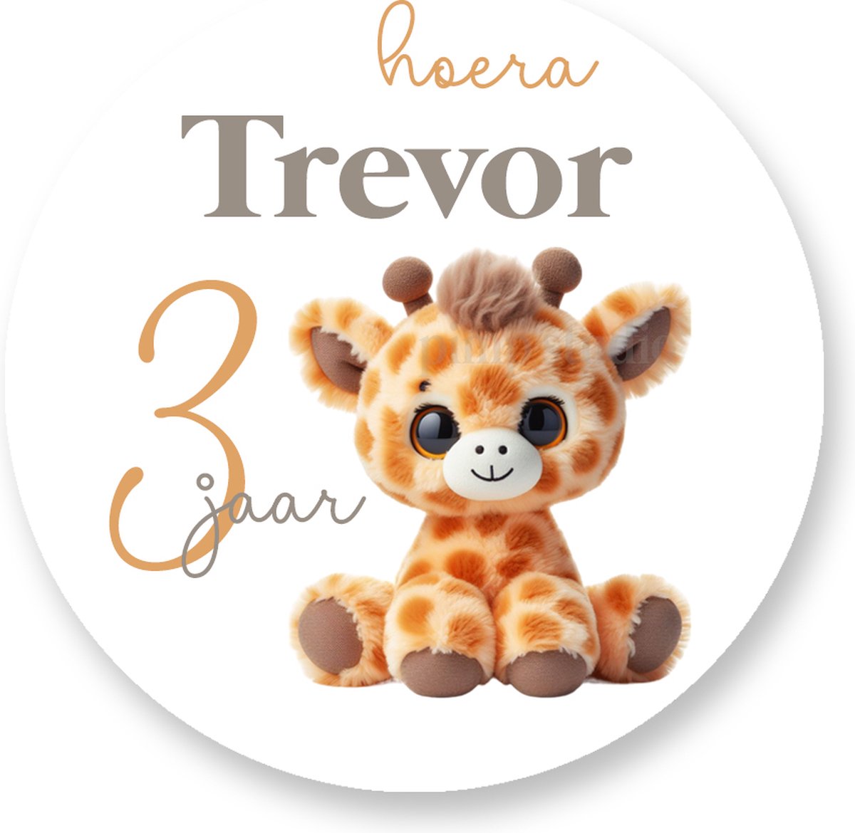 Traktatie Stickers Met Naam en Leeftijd - Giraf Knuffel - Gepersonaliseerd - Sluitstickers - Kinderfeest Traktatie - Uitdelen - Uitdeeltraktatie - Traktatiestickers Pimp Studio