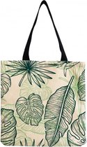 Shopper Jungle Leaves Pattern Green Creme Too Bag Sac à bandoulière Sac de plage Feuille Feuille Feuilles Imprimer