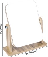 360 graden draaibare tafel-make-upspiegel hoogheldere houten bureauspiegel met standaard, rechthoekige spiegel, vrijstaand, 22 x 25 x 17 cm