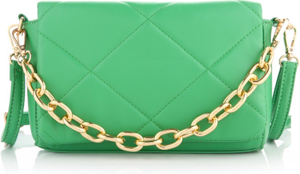 Green - Schoudertas - Clutch - PU leer - 23 x 4 x 7 cm - Groen - Goudkleurig