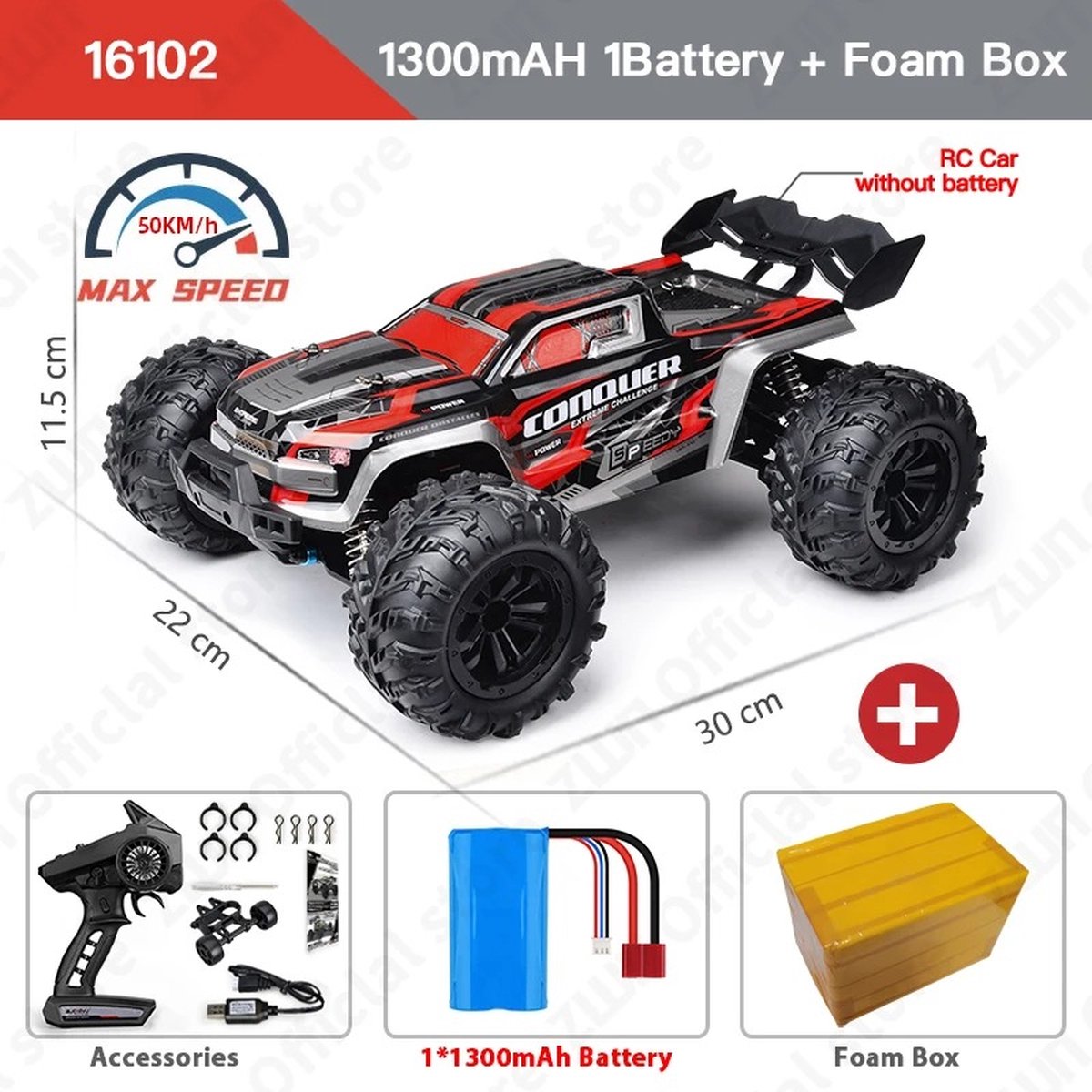 Op afstand bestuurde auto, 40 km/u, 1:16, RC auto, 4WD Crawler monstertruck voor volwassenen en kinderen, 8 , RC buggy met precisiebediening, ideaal voor races en offroad-avonturen