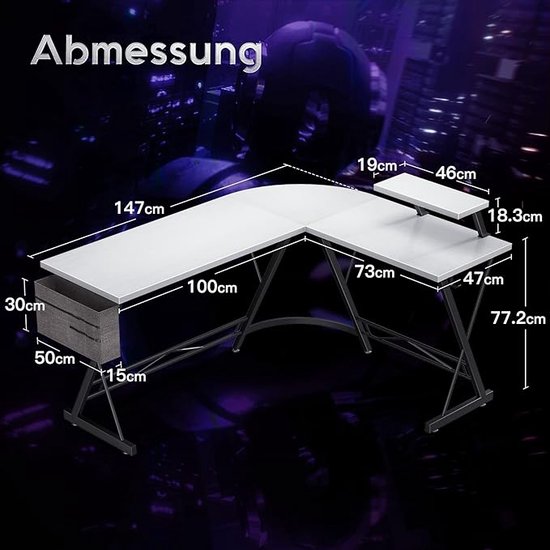 Cubiker Gaming tafel 170 x 120 x 75 cm, bureau met Cubiker Gaming tafel 170 x 120 x 75 cm, bureau met