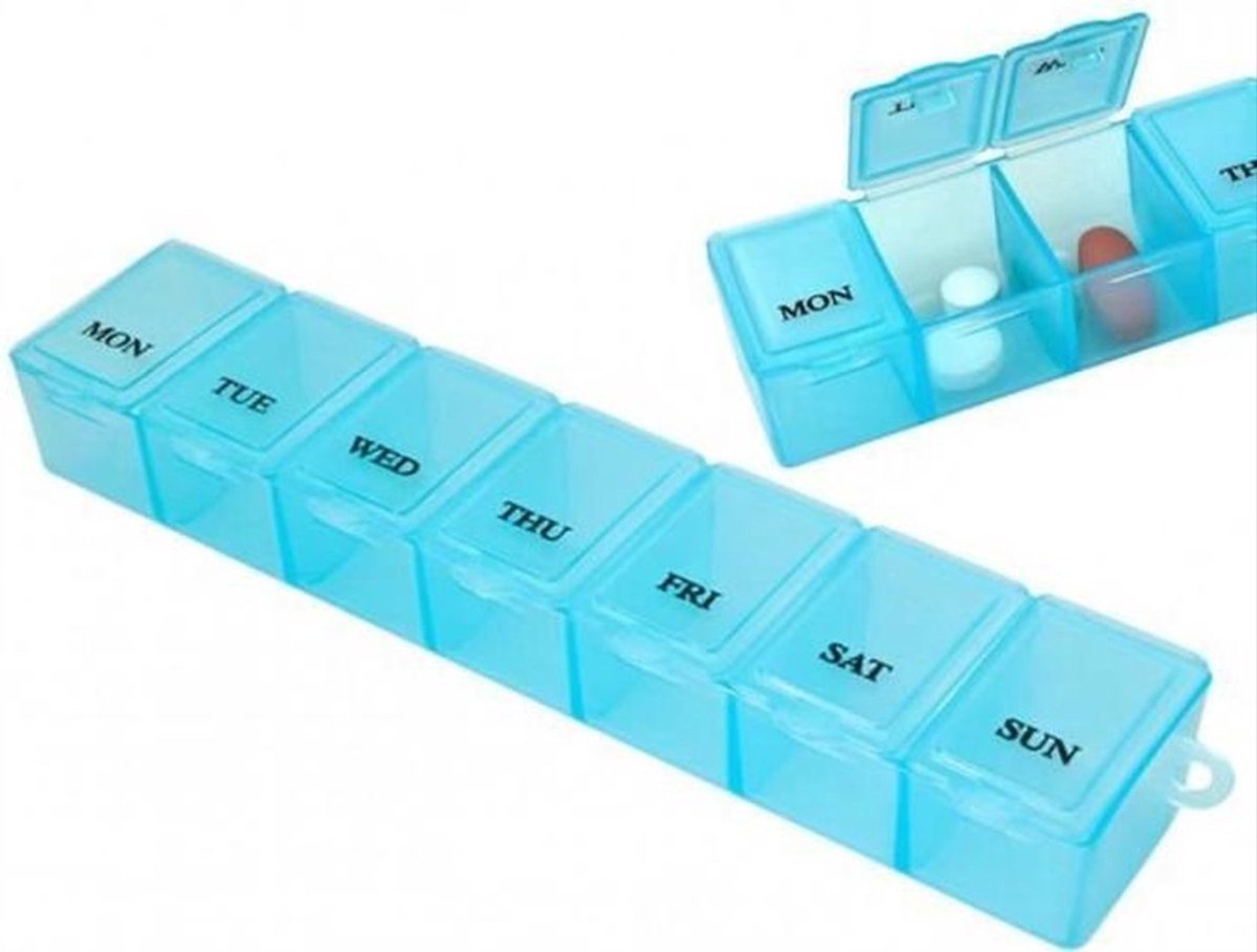 Goedkoopste CHPN - Pillendoos - Medicijnendoos - Pillenbox - 7 dagen -7-vaks - Medicine box - Medicijnen bewaren - Vakantie accessoire - Universeel - Compact - Blauw