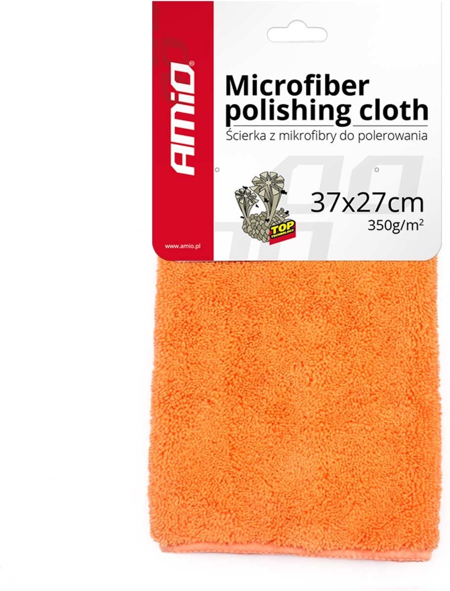 AMiO Ultra Zachte Microfiber Poetsdoek 37x27cm - 350g/m² Voor een Glanzende Afwerking - Oranje