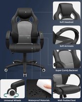 Racing stoel bureaustoel gaming stoel managersstoel PU, zwart-grijs, OBG56BG