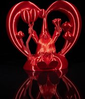 Kabouter In Hartvorm Ornament | Grappig & Origineel Valentijnsdag Hairy Gnome Gift | Hartvormig Beeldje | Romantisch Cadeau | 3D Print