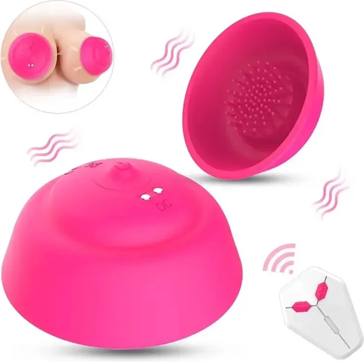 Goedkoopste 3 in 1 Tepel en borst stimulator - Vacuüm zuigen - 10 Vibratie standen - Likken - Tepel vibrator - Draadloze afstandsbediening - Set van 2