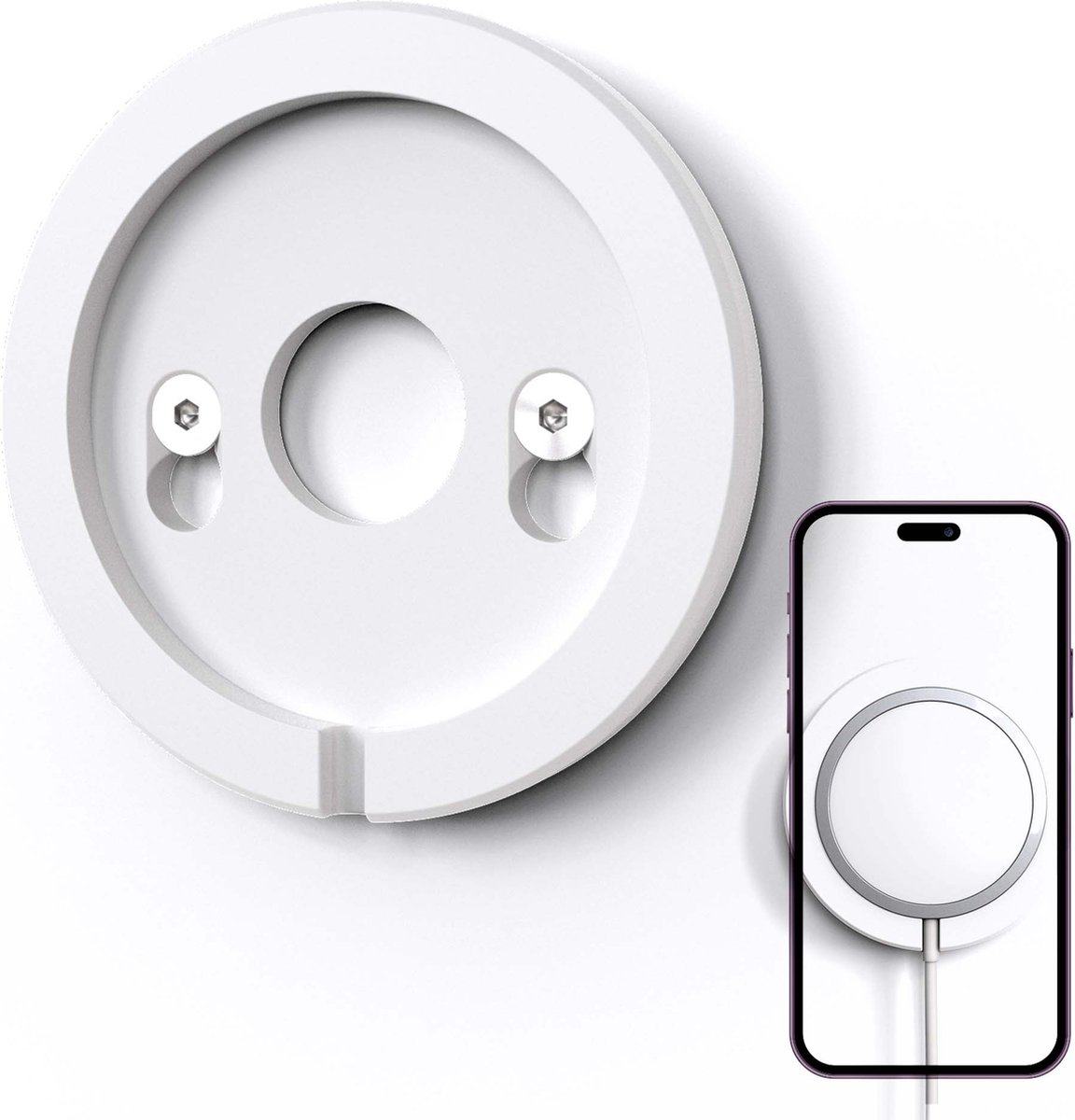 Lux3D Houder voor Magsafe - Wand adapter - Geschikt voor Apple Magsafe - Muur dock - Snelle instalatie - Inclusief pluggen en schroeven