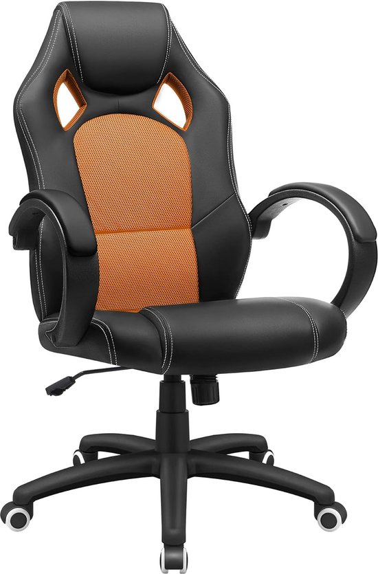Racing stoel bureaustoel gaming stoel managersstoel PU, zwart-oranje, OBG56BO