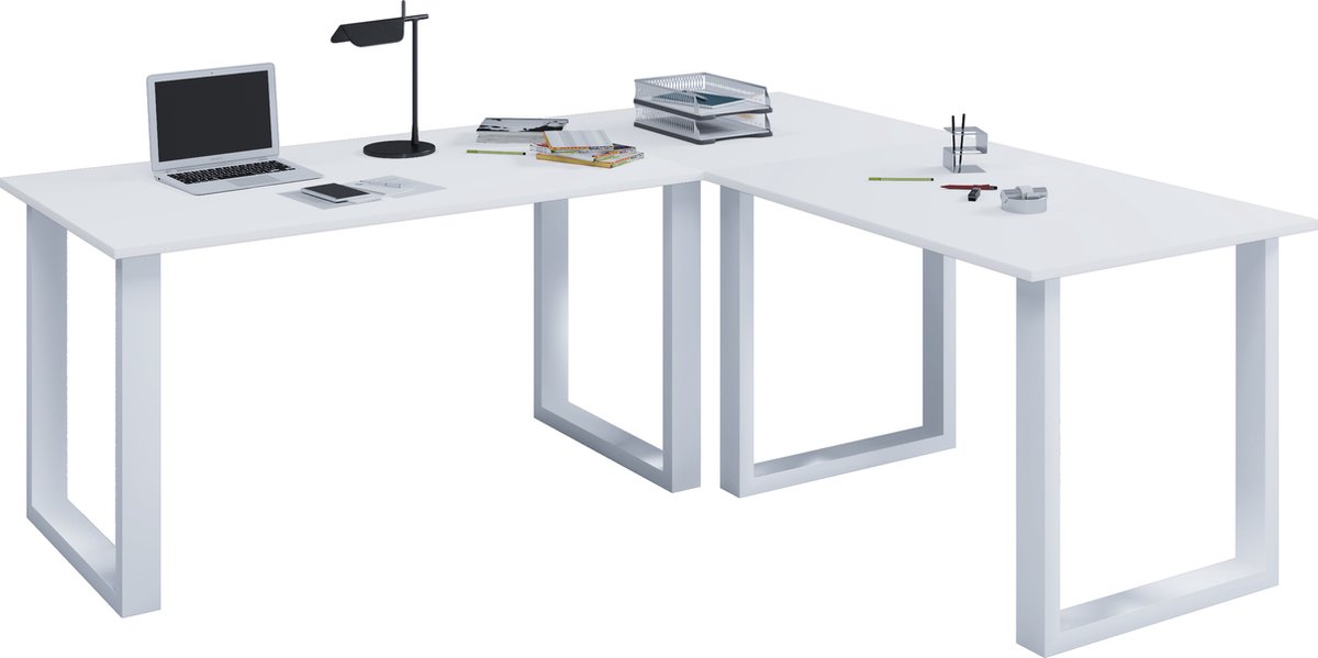 VCM VCM Holz Schreibtisch | Eckschreibtisch schlicht | 130x130 | L Form links oder rechts | Arbeitstisch Platte 50 cm tief | Computertisch Büromöbel - Lona U