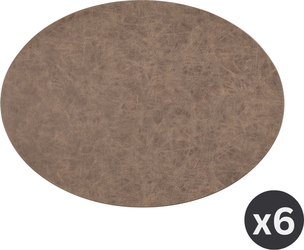 Placemat TRUMAN ovaal, SET/6, 33x45 cm, enkelzijdig, coffee