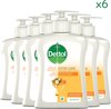 Dettol Handzeep - Antibacterieel - Extra Care Droge en Normale Huid Honing & Galamboter - 6 x 250ml Voordeelverpakking