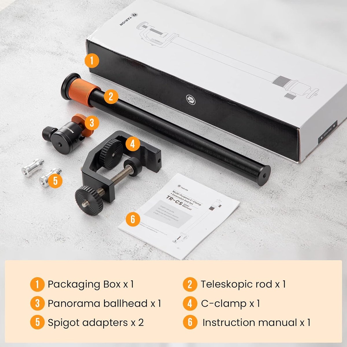 C-klem tafel standaard cameramontage met 1/4 inch schroef balhoofd thumbnail 3