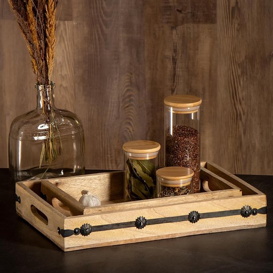 Houten Dienblad Rechthoekig Natuur, Beige 39x27cm 48x32cm Set Van 2 Nl 21734 Houten Dienblad Rechthoekig Natuur, Beige 39x27cm 48x32cm Set Van 2 Nl 21734