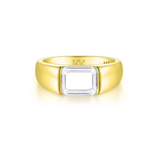 Portraitix - 14k Geelgouden Heren Portrait Geslepen Moissanite Ring