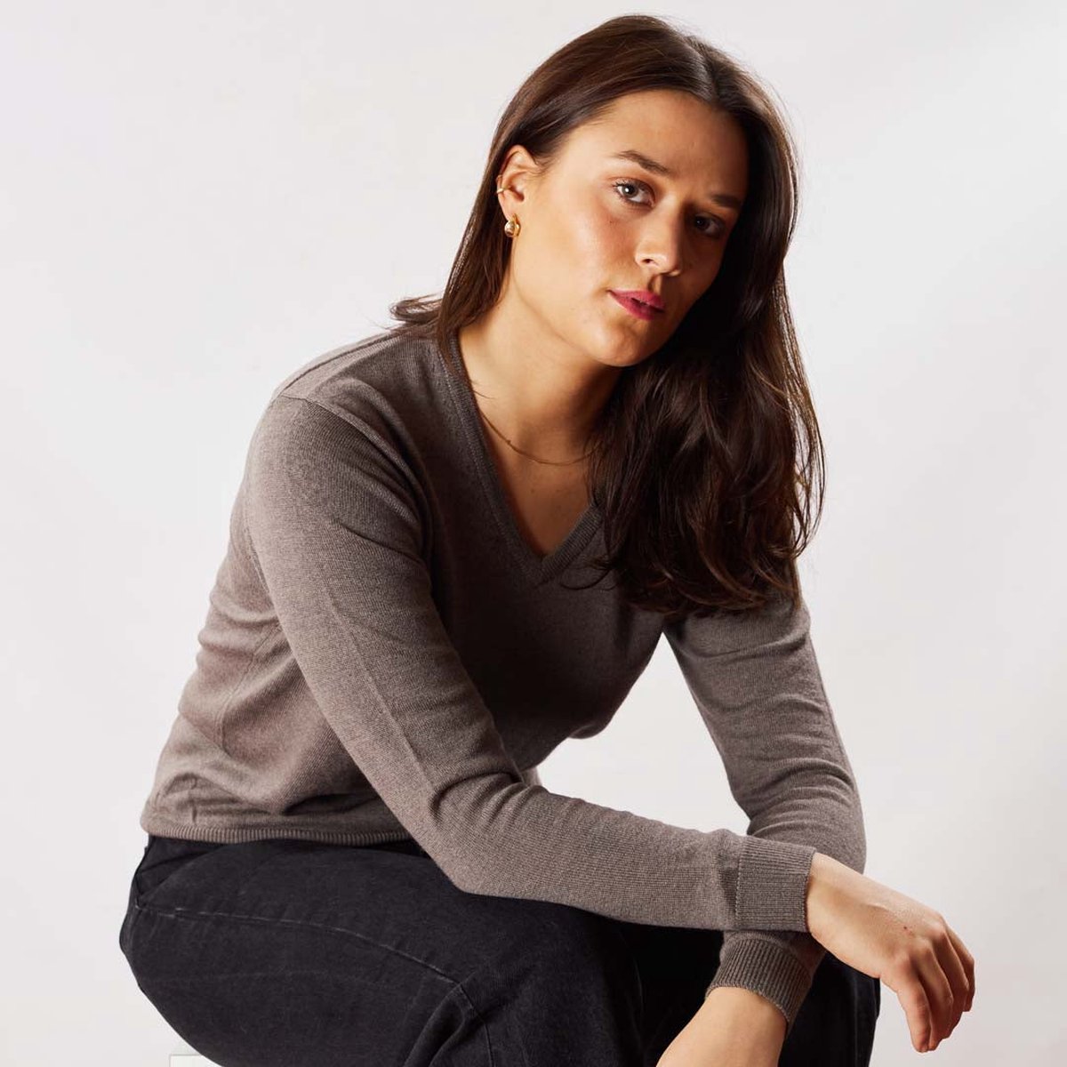 Osborne Knitwear Trui met V hals - Merino wol - Dames - Atmosphere - L