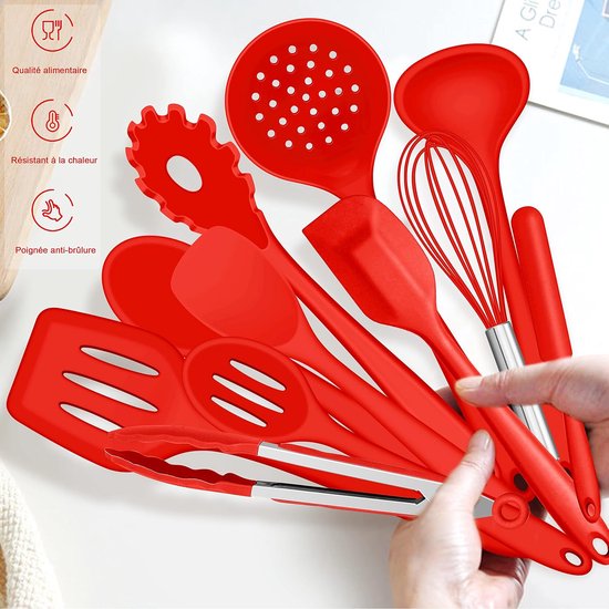Set Ustensiles De Cuisine 34 Pièces En Silicone - Spatules, Cuillères, Fouet, Résistant à La Chaleur