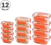 Set de 12 Boîtes de conservation à lunch Oranje Prep de repas - Conteneurs pour aliments frais - Conteneurs pour aliments frais - Boîtes de conservation frais - Conteneurs pour micro-ondes - Tavas