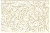 Placemats Leaves - 4-delig - Tafeldecoratie - Rechthoekige placemats - Goud - Onderlegger - Luxe placemats - Hittebestendig - Anti-slip