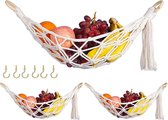 Hangende fruitmand, 3 verpakkingen macramé fruitmanden om onder de kast te hangen met 6 stuks voor macramé, fruitmand, hangmat, onderkast en keuken.