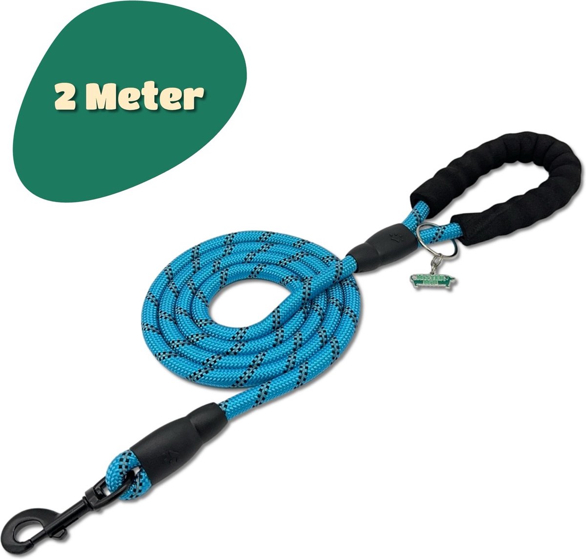 Bol.com Mister Mill Reflecterende Hondenriem 2 Meter Lichtblauw - Honden Riem - Hondenlijn - Honden Lijn aanbieding