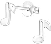 Joy|S - Zilveren muzieknoot oorbellen - 5 x 7 mm - muziek noot oorknoppen - zilver - kinderoorbellen