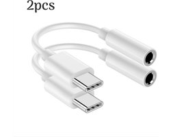 2x USB C naar 3.5mm Jack Adapter - Audiojack naar USB-C - Audiojack 3.5 - Audio Jack USB-C - Audio Jack Kabel - Geschikt voor Apple iPhone 15 & Samsung