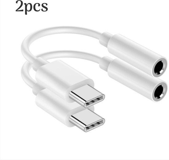 2x USB C naar 3.5mm Jack Adapter - Audiojack naar USB-C - Audiojack 3.5 - Audio Jack USB-C - Audio Jack Kabel - Geschikt voor Apple iPhone 15 & Samsung