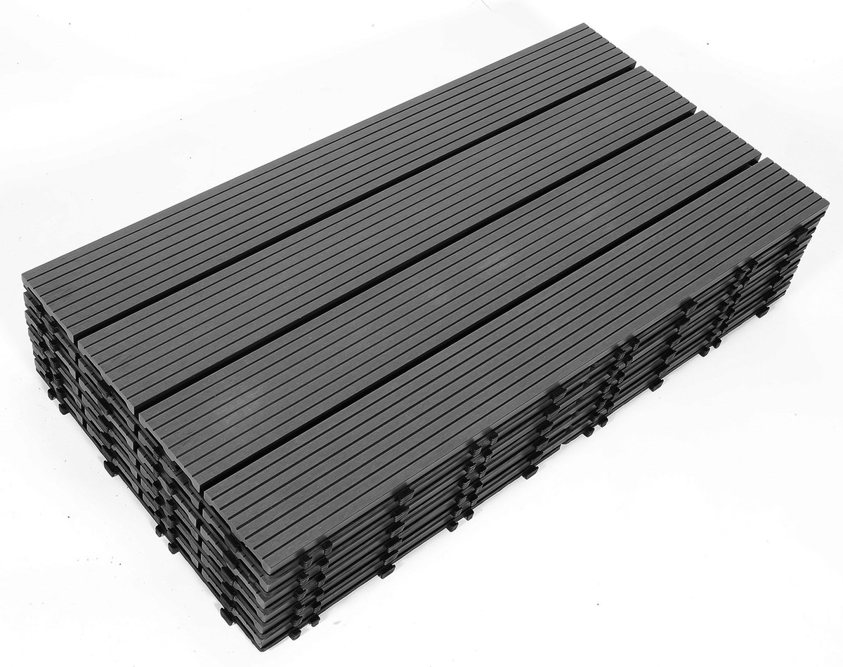 Bol.com Terrastegels 60x30cm 18 stuks 3m² WPC Tegels Balkon Terras of Vlonder Snelle Montage Vlondertegel Tuintegels Terrasplank... aanbieding