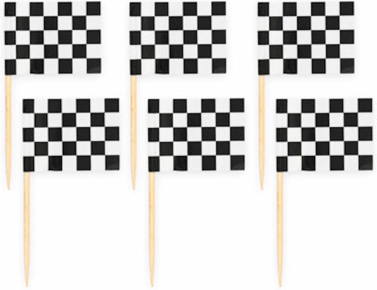 150x Cocktailprikkers Race Vlag- Hapjes Cocktail Tapas Zomer Terras Prikkers