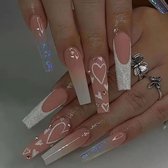 Nepnagels-Kunstnagels-Plaknagels -Designer nails - Nagellijm - Plaknagels Zelfklevende - Plaknagels met lijm - Set van 24 Nagels -