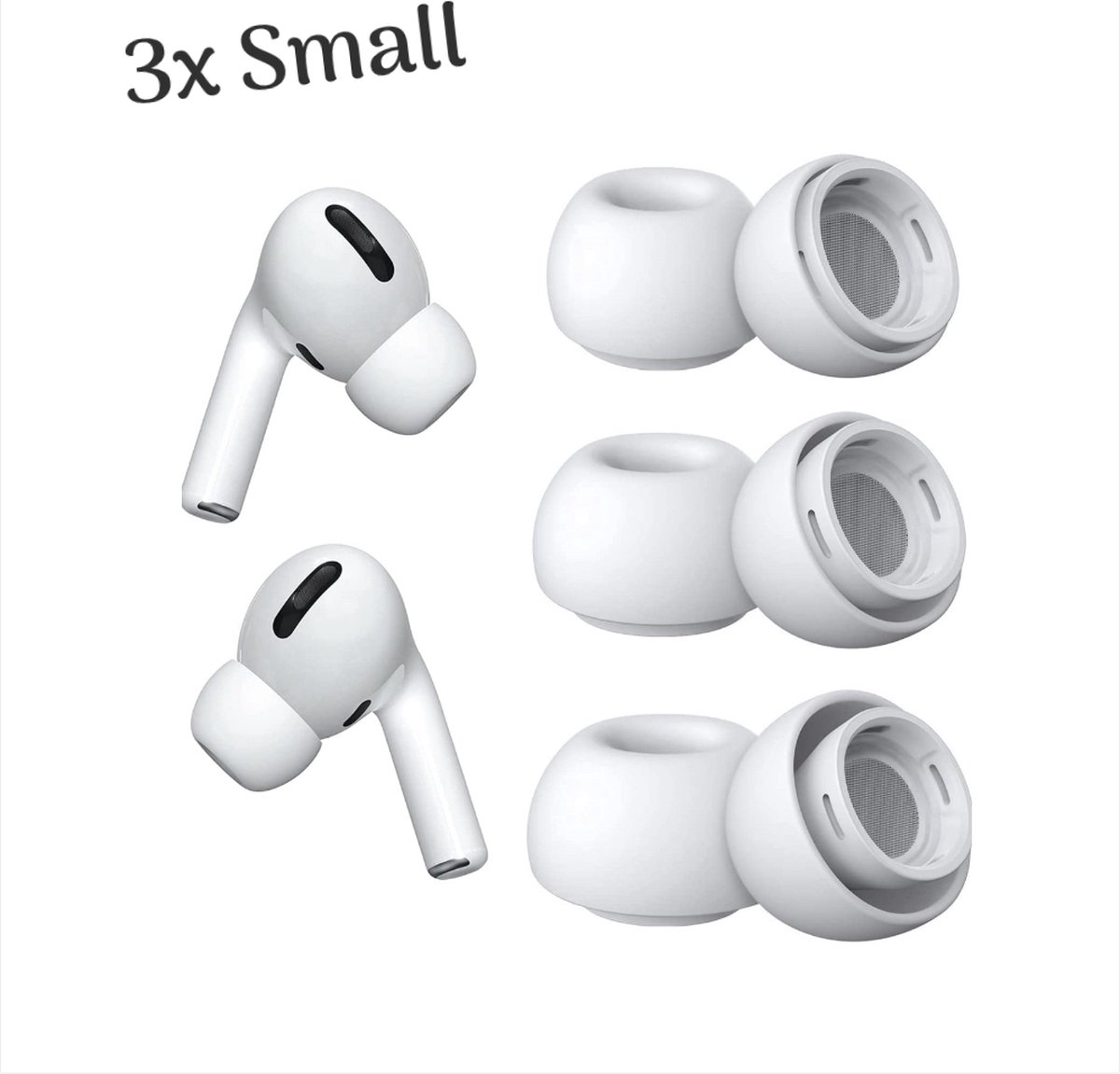 3 paar Small Oordopjes voor Apple Airpods Pro - Airpods Pro tips - Airpods Pro vervanging tips - 3 paar oordopjes voor Airpods Pro - Small / Wit