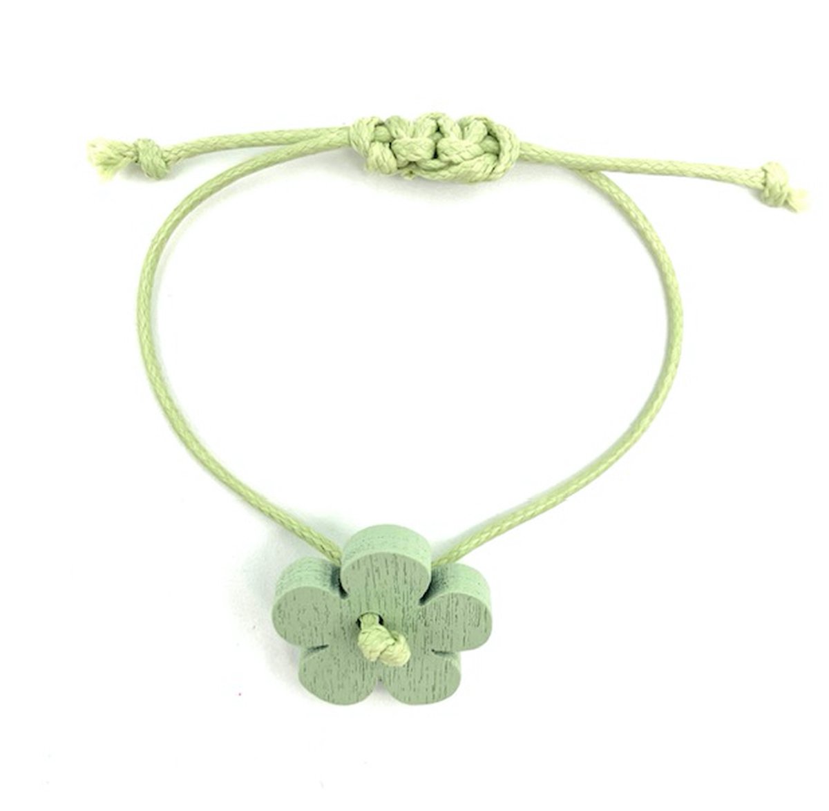 Luna-Leena duurzame kinderarmband bloem groen - L15cm - handgemaakt in Nepal - flower beads - kids bracelet - accessoires - feest - cadeau - kinderfeestje - verjaardag - sieraad - summer bracelet