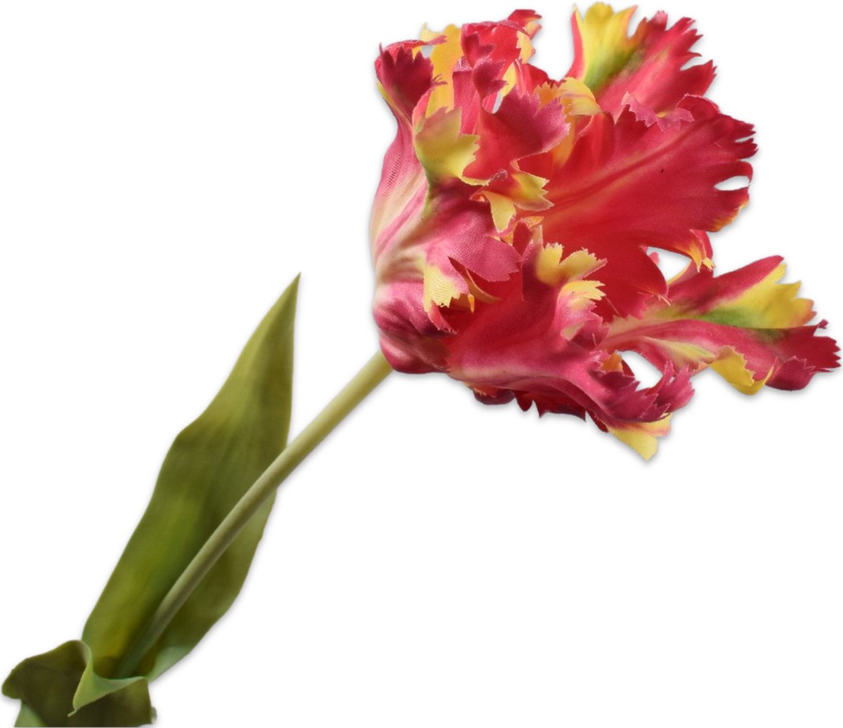 Silk-ka Zijden Bloem-Kunstbloem Tulp Steel Rood-Geel 71 cm