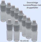 Kunststofflesjes 10 ml - 10 stuks - Druppelteller - Doorzichtig - Olie - Vape - Hervulbaar